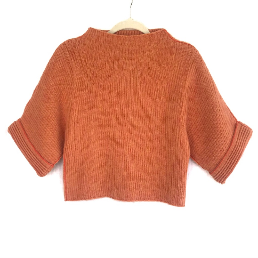 Orange Knit Crop Sweater - Mock Neck from Moth Clothing / Anthropologie